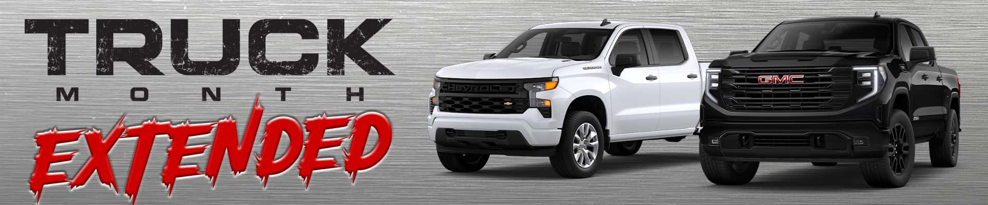 Truck Month promotion extended with a black GMC truck on a metallic background.