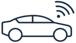 Line drawing of a smartphone with a central square, symbolizing mobile app design.
