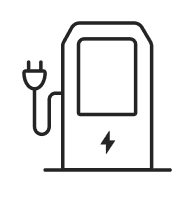 Outline of an electrical outlet with a lightning bolt icon, symbolizing power.