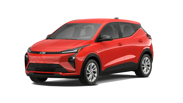 Red Chevrolet SUV with sleek design and modern features, viewed from the front passenger side.